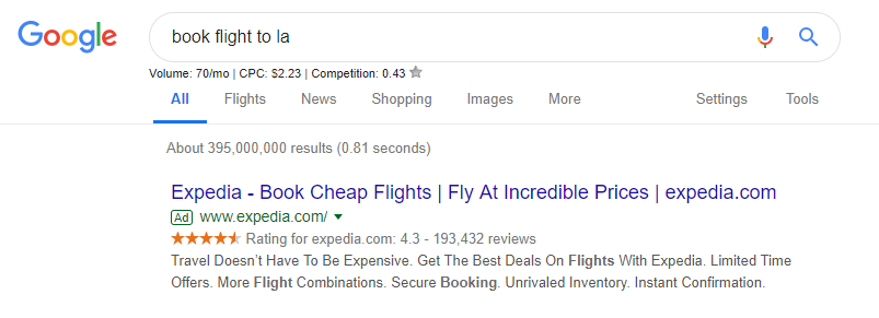 expedia ppc ad