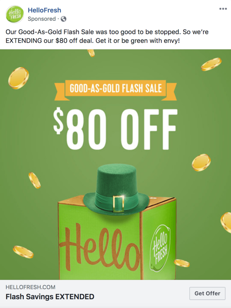 Hello Fresh Facebook ad example