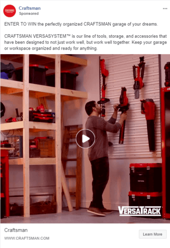 A Facebook ad example from Craftsman