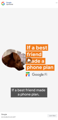 A Facebook ad example from Google