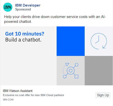 A Facebook ad example from IBM