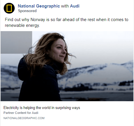 A Facebook ad example from National Geographic