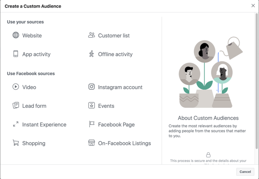 facebook custom audiences page