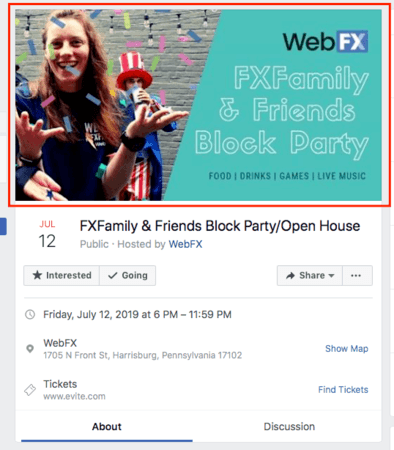 Example of Facebook image size for event