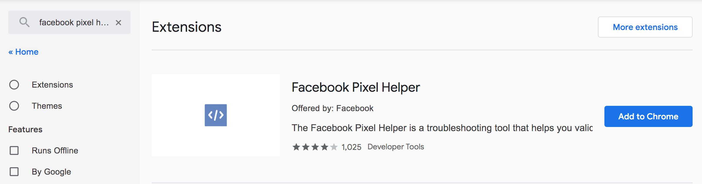 facebook pixel helper search