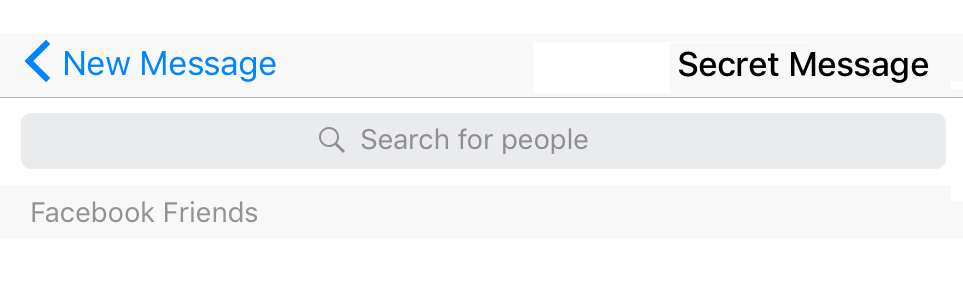 User interface of a messaging app with options for 'New Message' and 'Secret Message', a search bar, and a 'Facebook Friends' section.