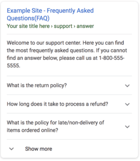 An example of FAQ schema in search results