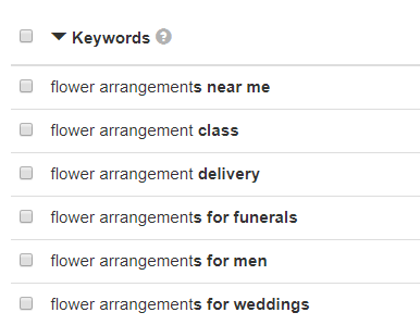 Keyword variations of "flower arrangements"