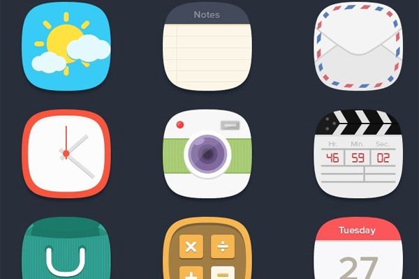 Rounded Flat Style App Icons