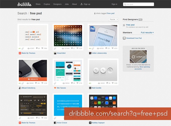 Dribbble: Free PSDs