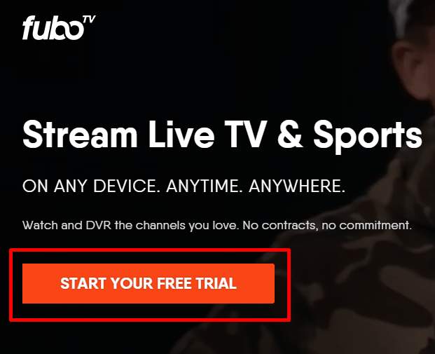 fubotv free trial button