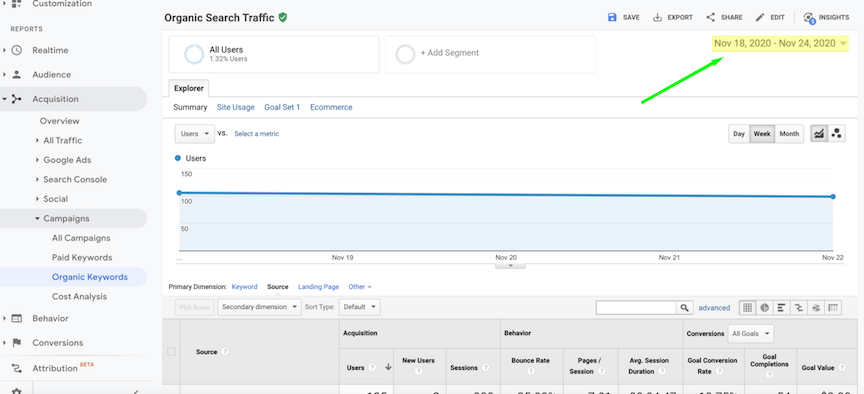 how to change report dates in google analytics