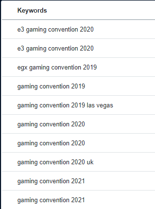 gaming convention key terms