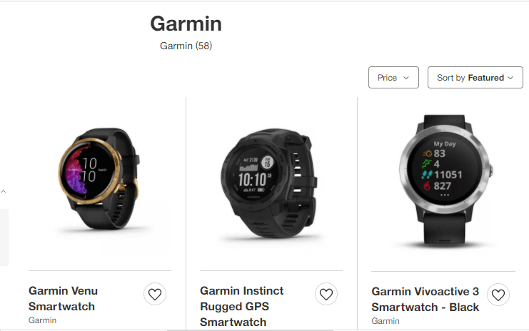 garmin watch landing page