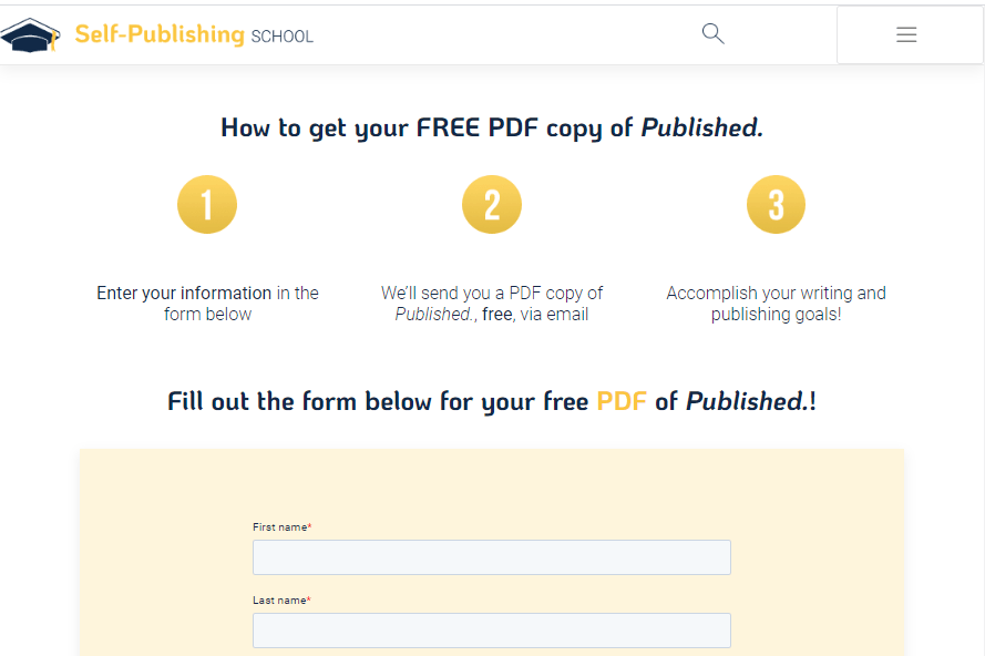 Self-Publishing School PDF form