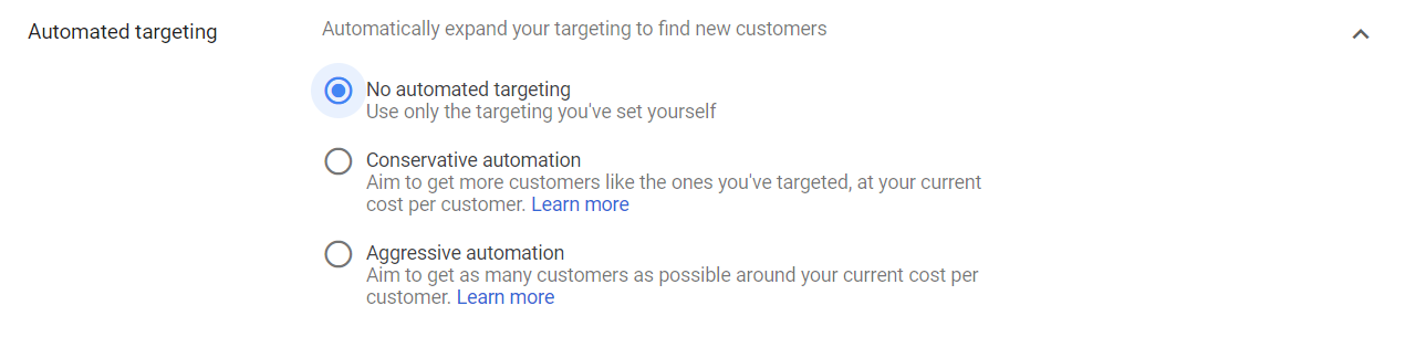 E-mail de remarketing: seu guia para remarketing de e-mail 16 15. Selecione “Sem segmentação automatizada” para limitar seus e-mails de remarketing ao seu público de remarketing