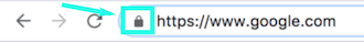 SSL padlock symbol before Google's URL