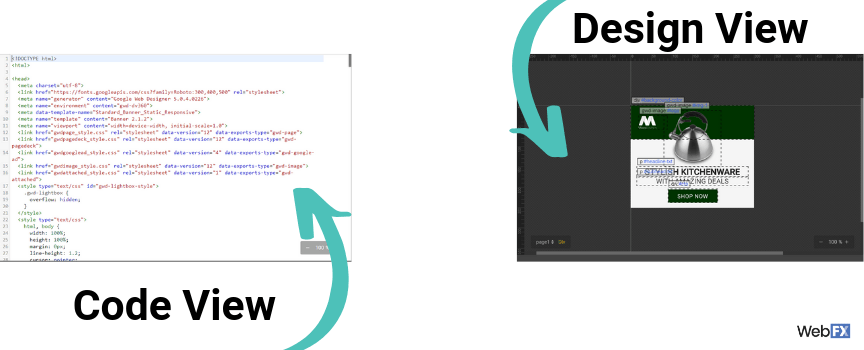 google ad builder design vs code view