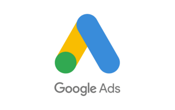 Google Ads logo with an uppercase 'A' formed by overlapping blue and green shapes and a yellow dot, accompanied by the text 'Google Ads'.