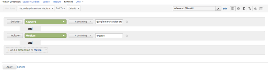 Google Analytics advanced filters