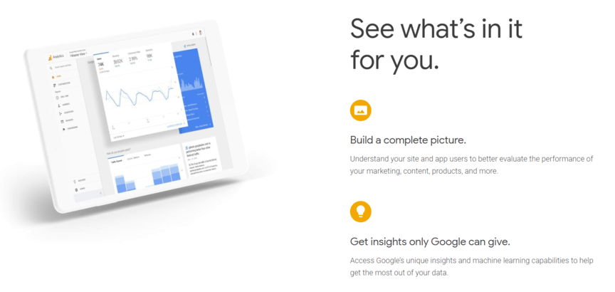 Google Analytics homepage