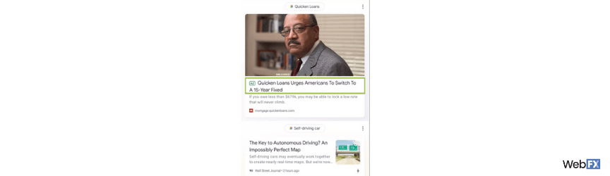 An example of a Google Feed Ad