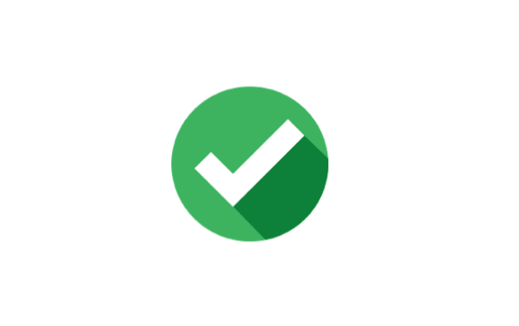 Green check mark on a white background.