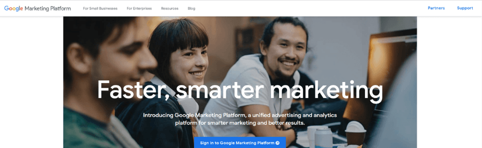 The Google Marketing Platform homepage