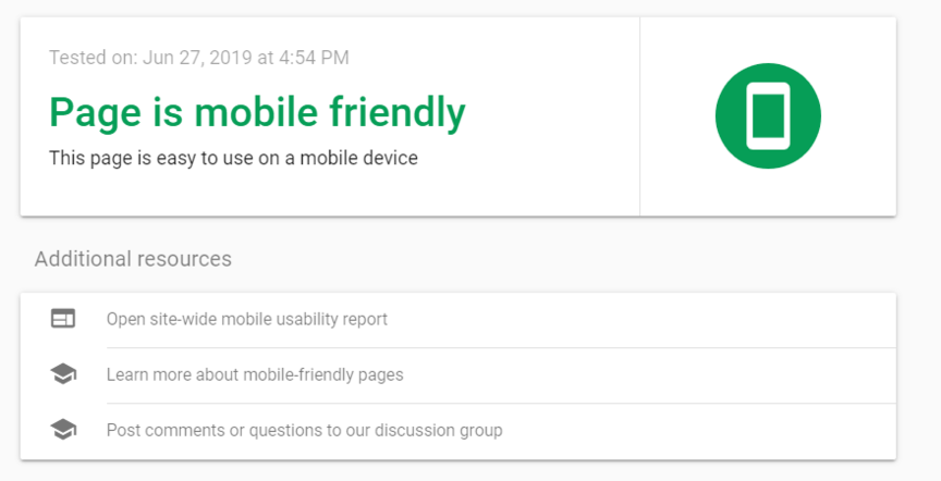 An example of Googles Mobile-Friendly Test results