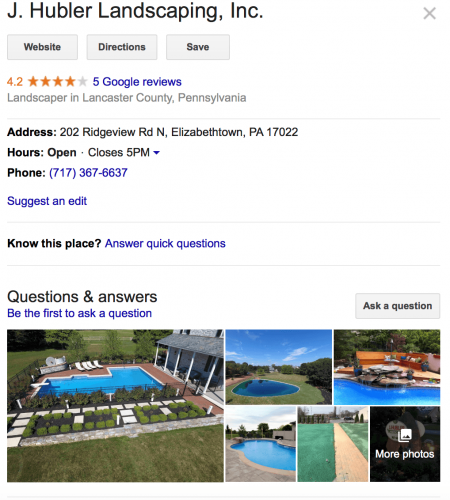 Example of Google My Business Listing