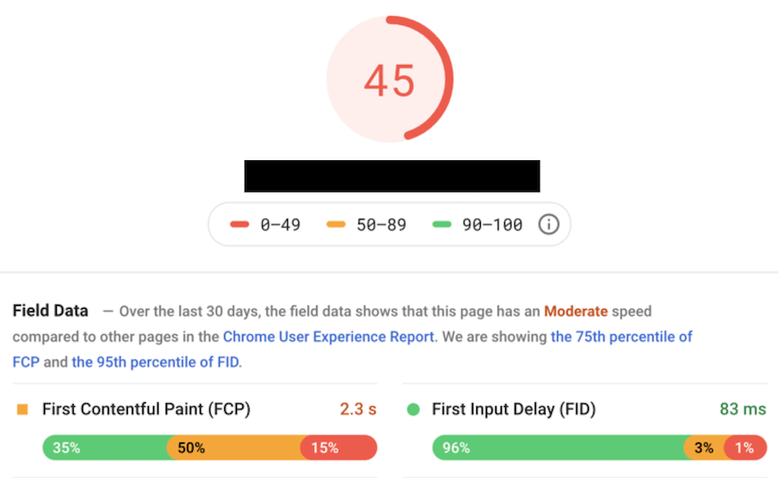 Google page speed report