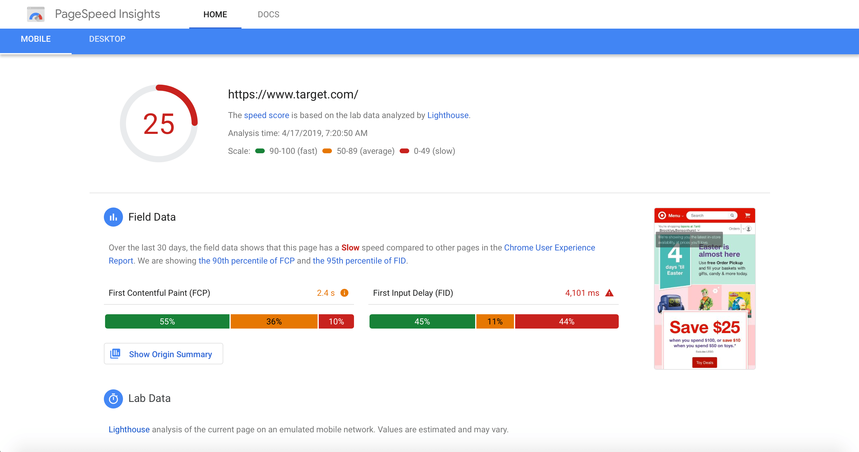 google pagespeed insights for seo