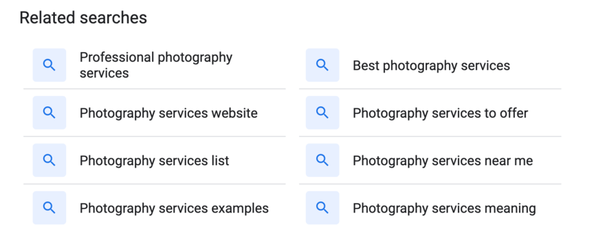 google photography services related searches