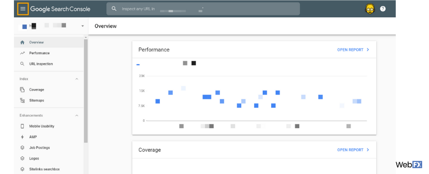 The overview performance report for Google Search Console