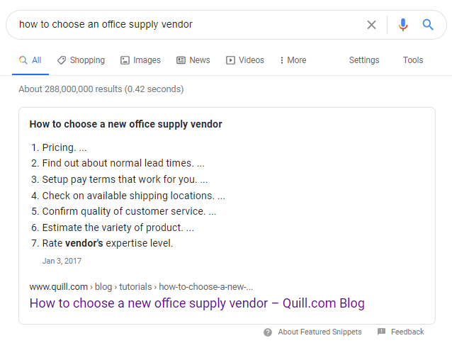 google search results office supplier