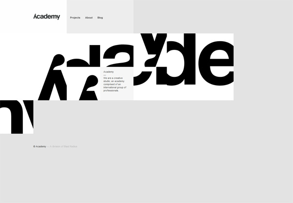 Gray website design example: Academy