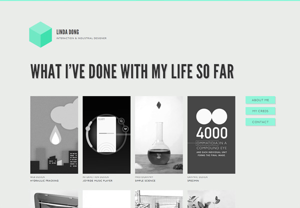 Gray website design example: Linda Dong