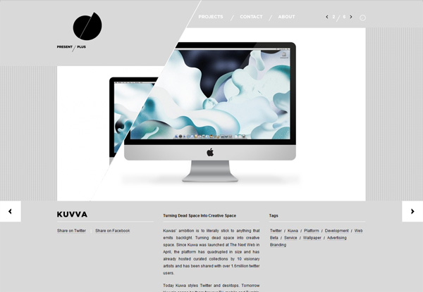 Gray website design example: Present Plus