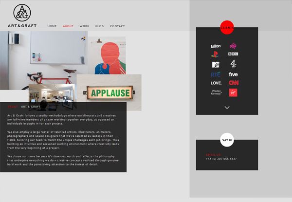 Gray website design example: Art & Graft