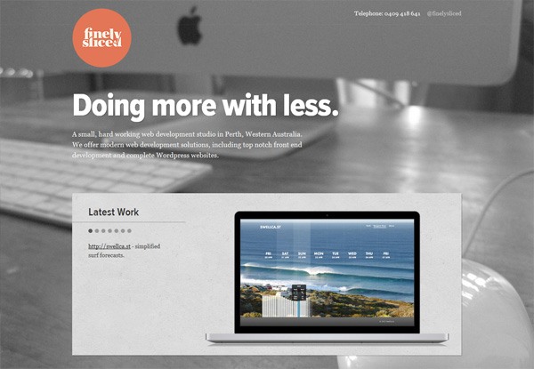 Gray website design example: Finely Sliced