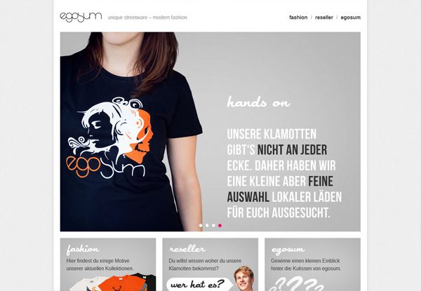 Gray website design example: egosum