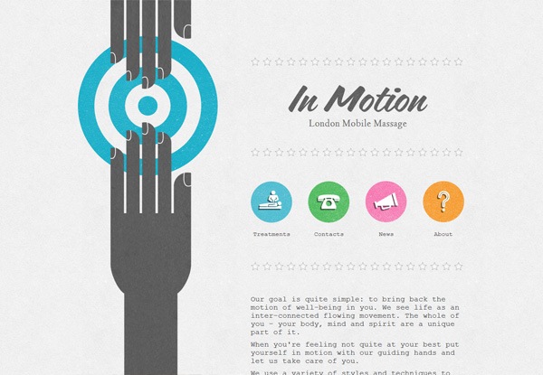 Gray website design example: In Motion