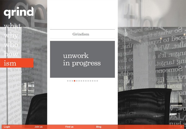 Gray website design example: Grind