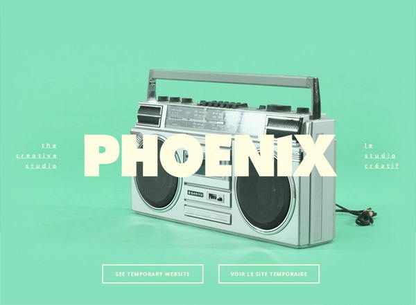 A screenshot of a green website named Phoenix