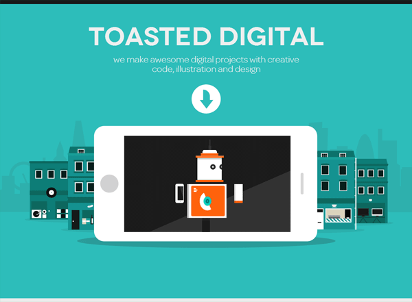 A screenshot of a green website named Toasted Digital