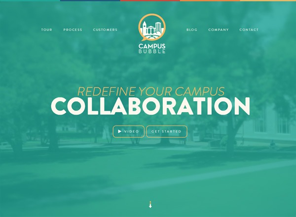 A screenshot of a green website named Campus Bubble