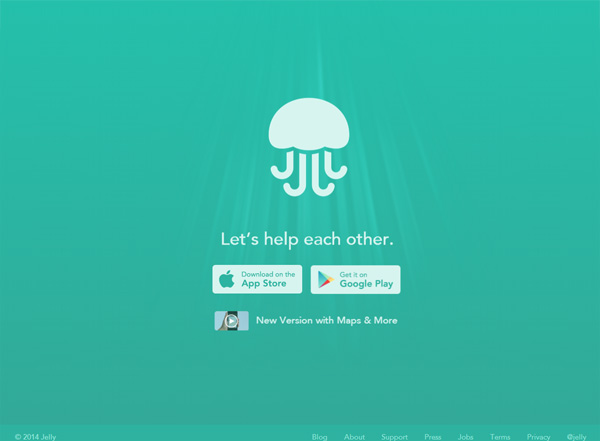 A screenshot of a green website named Jelly