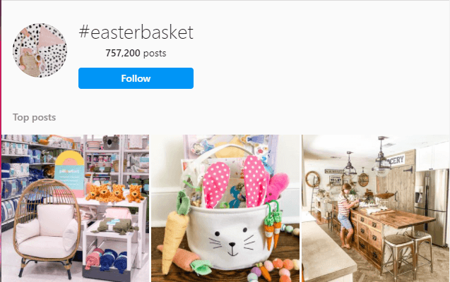 pictures on Instagram featuring the hashtag #easterbasket