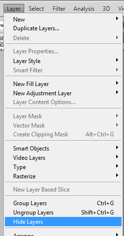 Photoshop Hide All Layers command