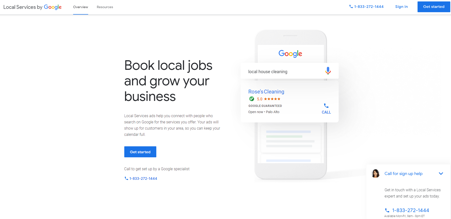 the Google Local Services ads homepage
